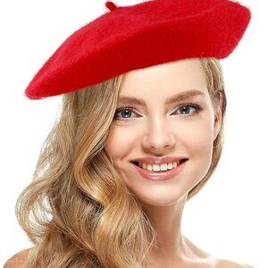 Red French Style Beret - Women's Classic Beret Hat Brand New !!